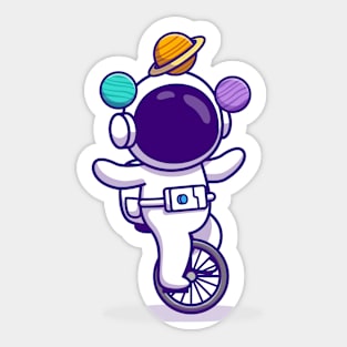 Astronaut Unicycle Sticker